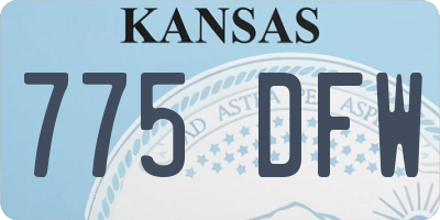 KS license plate 775DFW