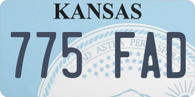 KS license plate 775FAD