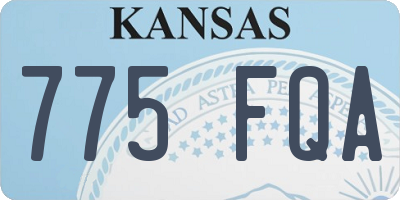 KS license plate 775FQA