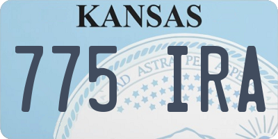 KS license plate 775IRA