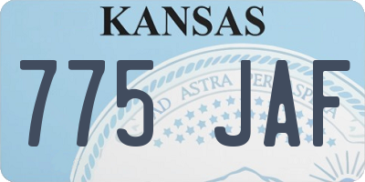 KS license plate 775JAF