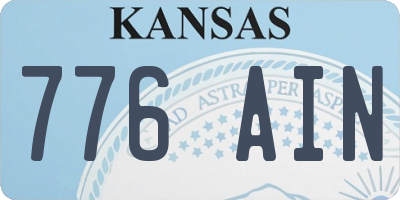 KS license plate 776AIN