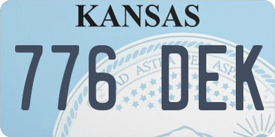 KS license plate 776DEK