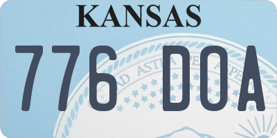 KS license plate 776DOA