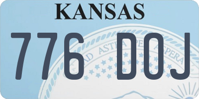 KS license plate 776DOJ