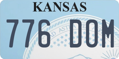 KS license plate 776DOM