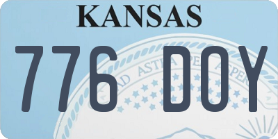 KS license plate 776DOY