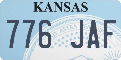 KS license plate 776JAF