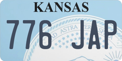 KS license plate 776JAP