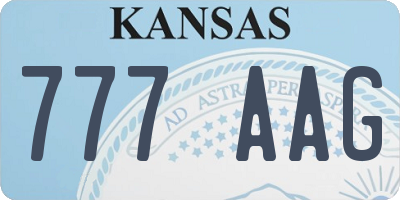 KS license plate 777AAG