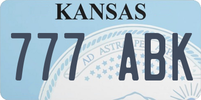 KS license plate 777ABK