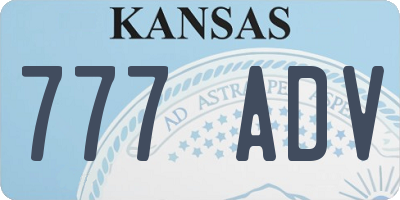 KS license plate 777ADV