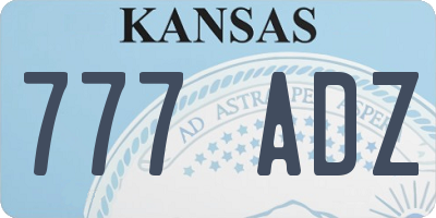 KS license plate 777ADZ