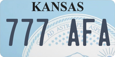 KS license plate 777AFA