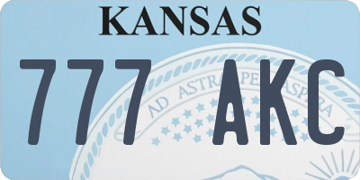 KS license plate 777AKC