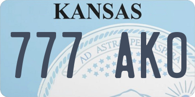 KS license plate 777AKO
