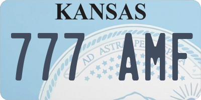 KS license plate 777AMF