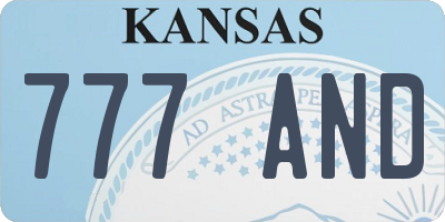 KS license plate 777AND
