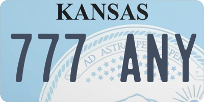 KS license plate 777ANY