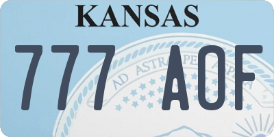 KS license plate 777AOF