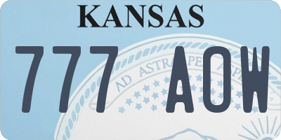 KS license plate 777AOW