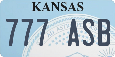 KS license plate 777ASB
