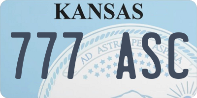 KS license plate 777ASC
