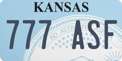 KS license plate 777ASF