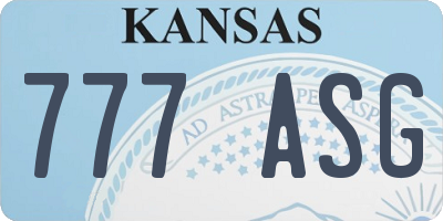 KS license plate 777ASG