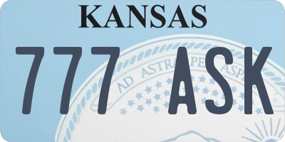 KS license plate 777ASK