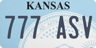 KS license plate 777ASV