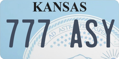 KS license plate 777ASY