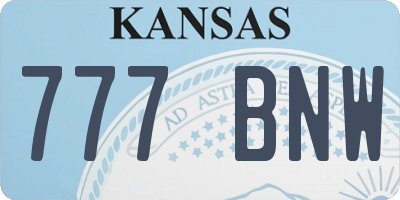 KS license plate 777BNW