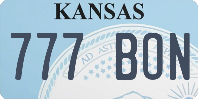 KS license plate 777BON