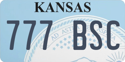 KS license plate 777BSC