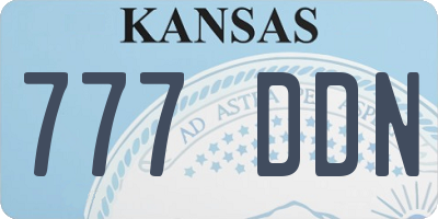 KS license plate 777DDN