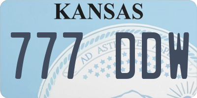KS license plate 777DDW