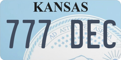 KS license plate 777DEC