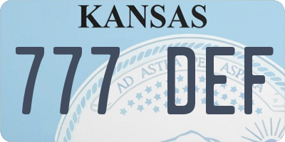 KS license plate 777DEF