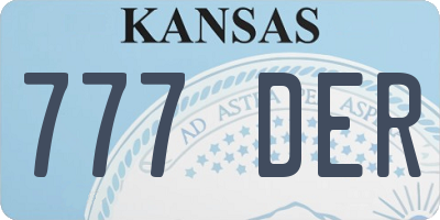 KS license plate 777DER