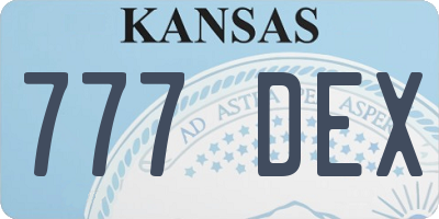 KS license plate 777DEX