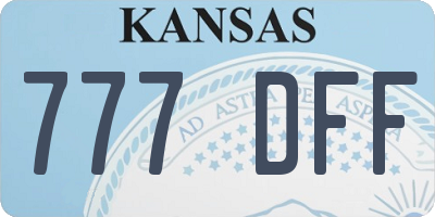 KS license plate 777DFF