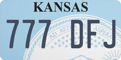 KS license plate 777DFJ