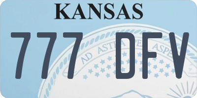 KS license plate 777DFV
