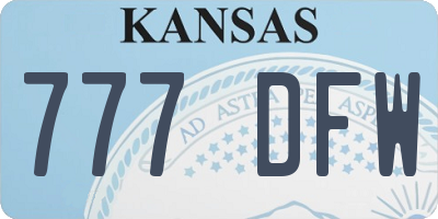 KS license plate 777DFW