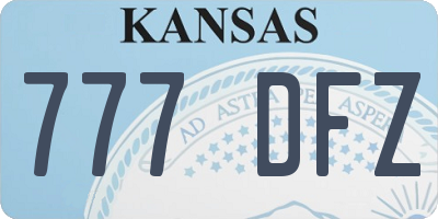 KS license plate 777DFZ