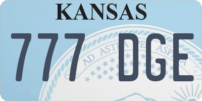 KS license plate 777DGE