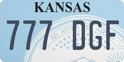 KS license plate 777DGF