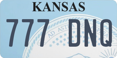 KS license plate 777DNQ