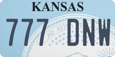 KS license plate 777DNW
